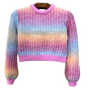 Andy & Evan Girl's Ombre Sweater Rainbow Colors_PInk/Blue/Yellow Large (12-14)
